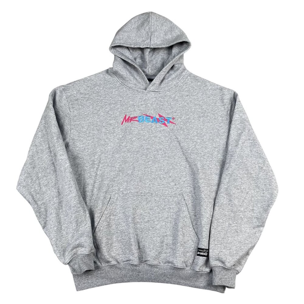 Mr Beast Hoodie Mens XL Grey Revolt Pullover